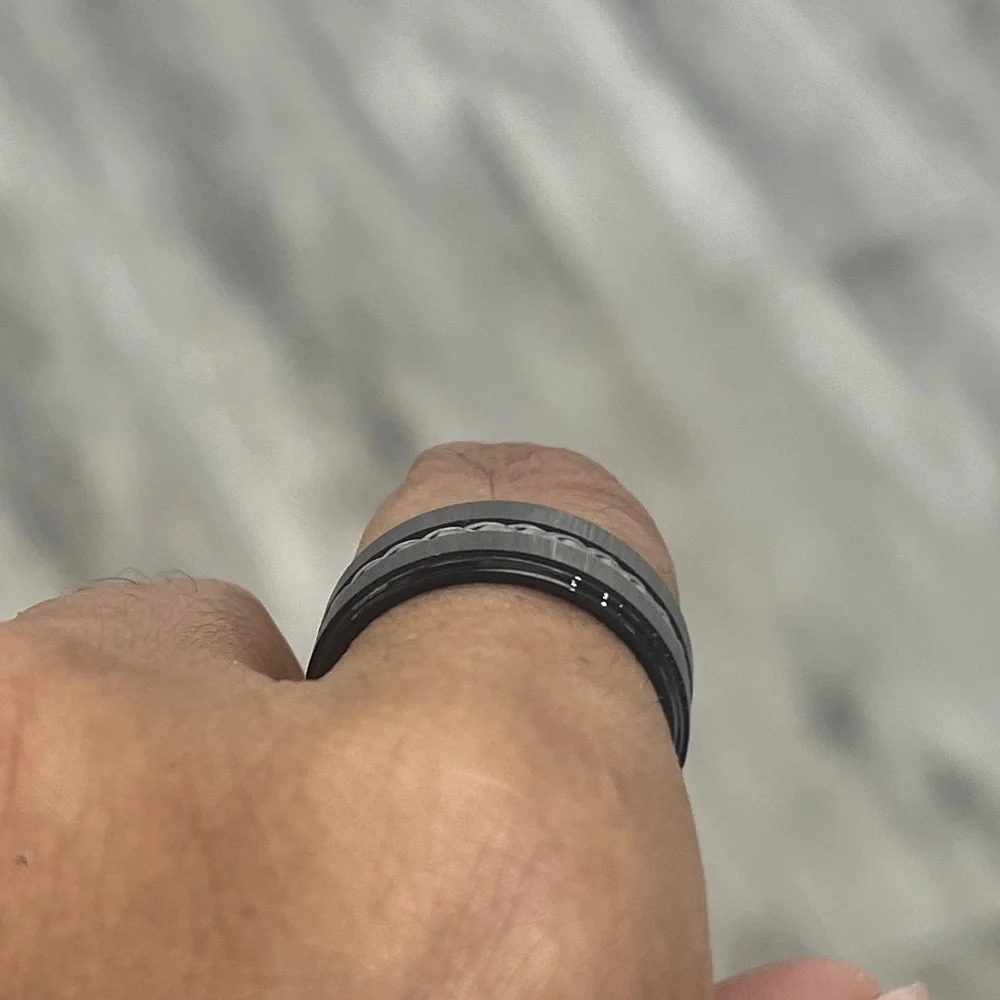8mm black Tungsten with Braided Steel Rope Inlay Eternity Tungsten Wedding Band